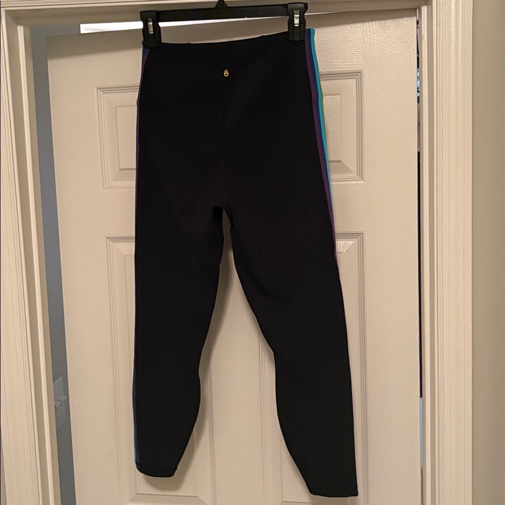 Spiritual Gangster Black Leggings with Rainbow Stripe - Picture 3 of 6
